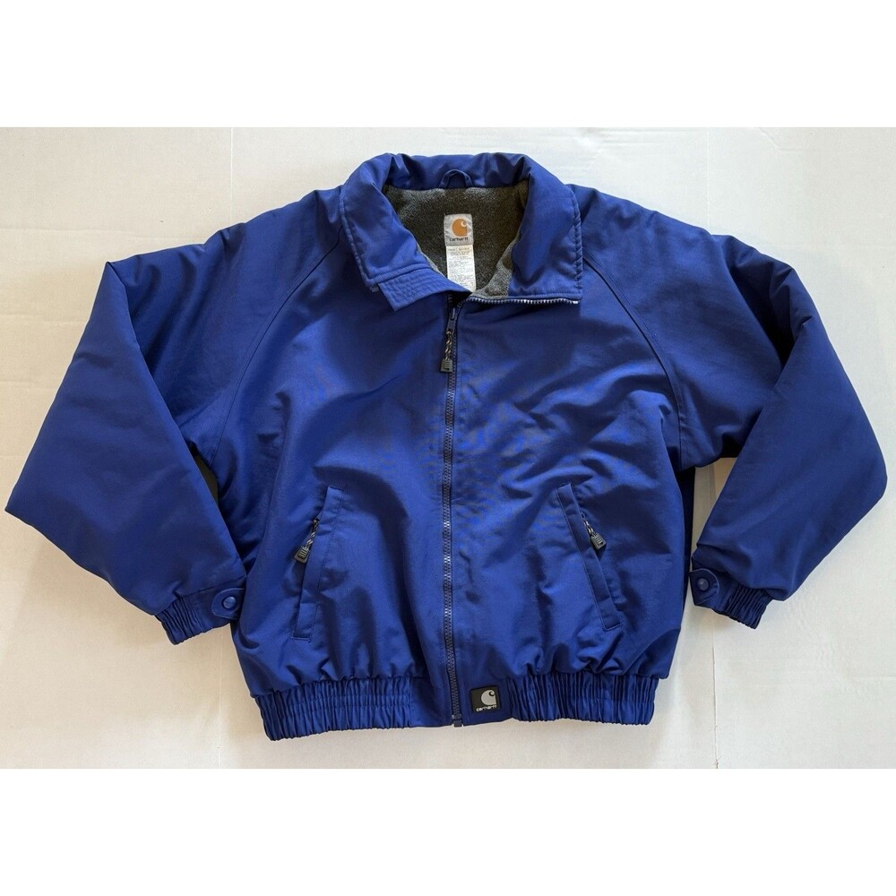 Carhartt Vtg 90's Bomber Jacket Men's Large Cobalt Blue Retro Fleece Lined J72
